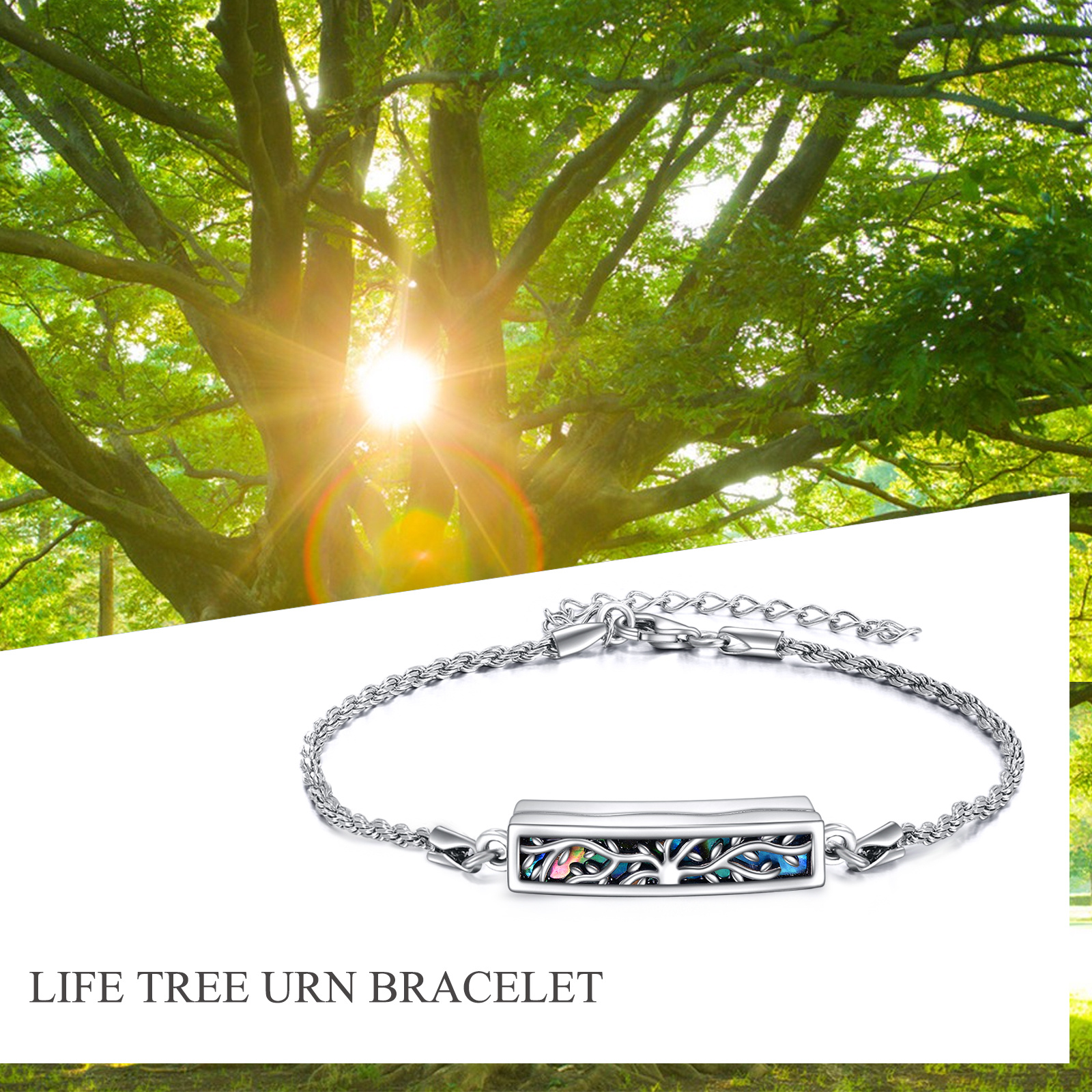 Women's 925 Sterling Silver Tree of Life Cremation Urn Bracelet
